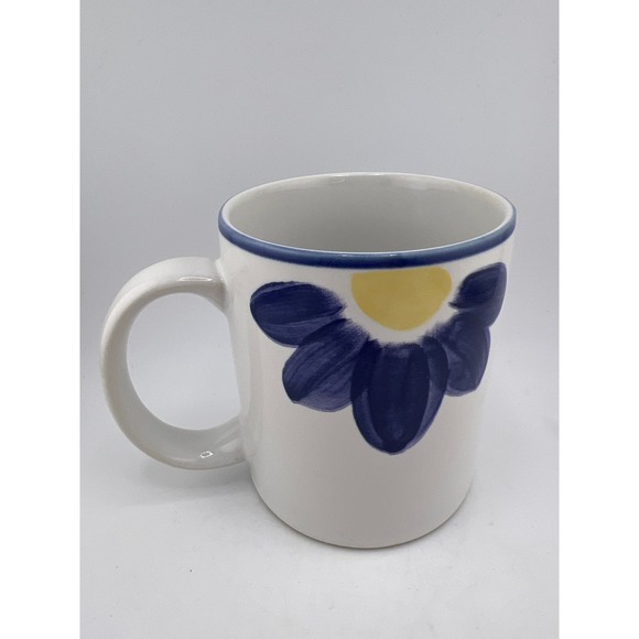 International Tablework Blue Napoli Stoneware Cup 153‎ Blue Yellow Flower - Picture 3 of 7